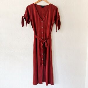 Sanctuary Womens Button Down Rust Colored Midi Dress